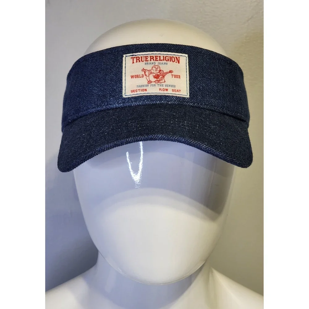 True Religion Buddha Denim Visor‎ Adjustable Strap Hat One Size Unisex Adult